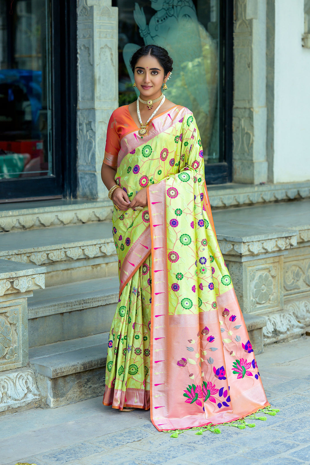 Banarasi Silk Party Wear Saree | Wevon Paithani Meenakari Jacquard Design