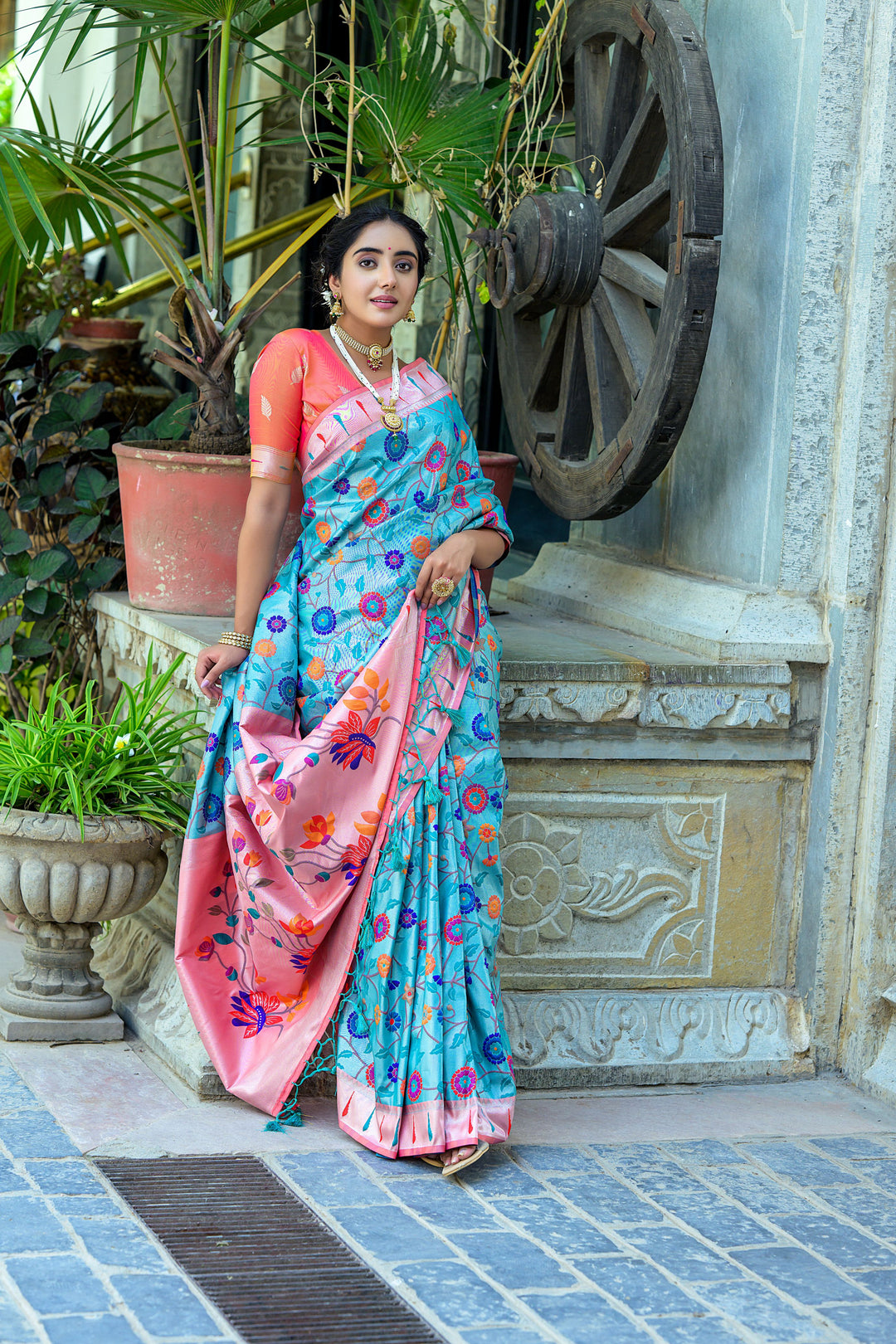 Banarasi Silk Party Wear Saree | Wevon Paithani Meenakari Jacquard Design