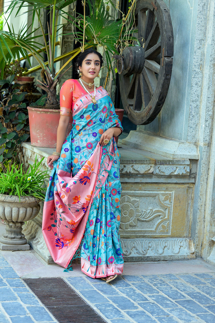 Banarasi Silk Party Wear Saree | Wevon Paithani Meenakari Jacquard Design