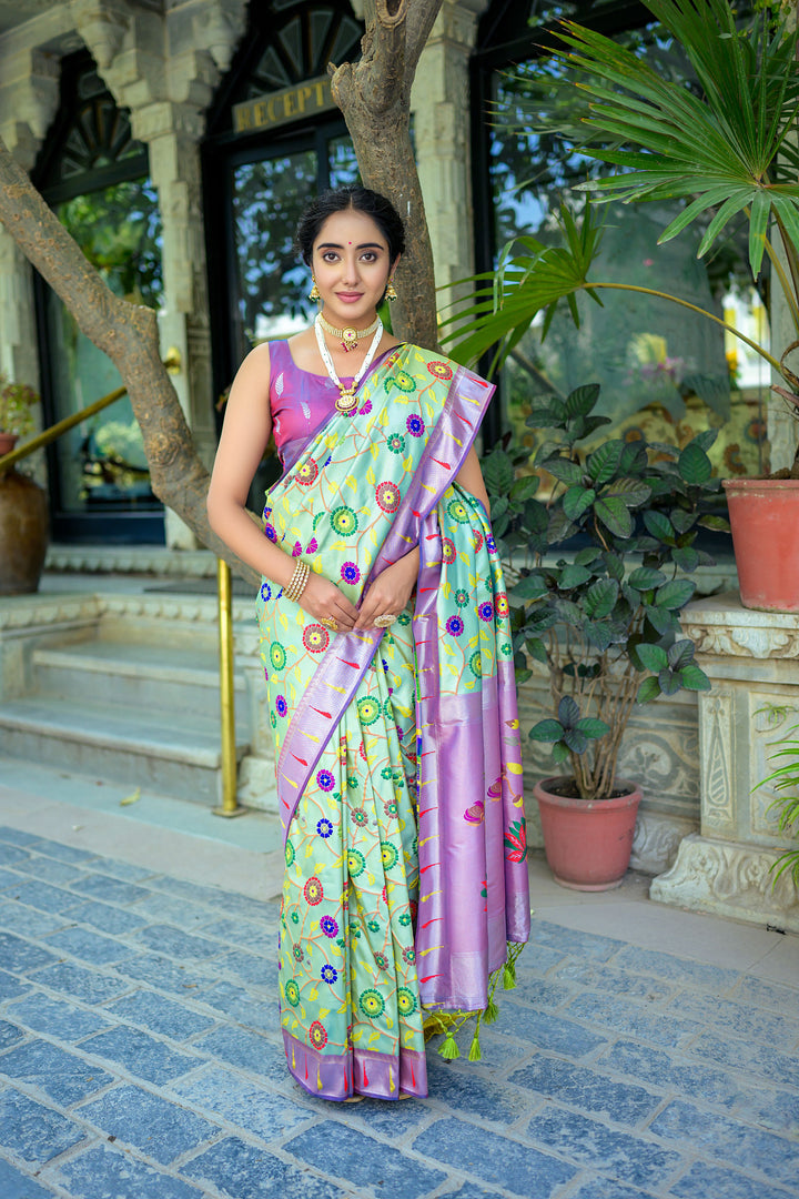 Banarasi Silk Party Wear Saree | Wevon Paithani Meenakari Jacquard Design