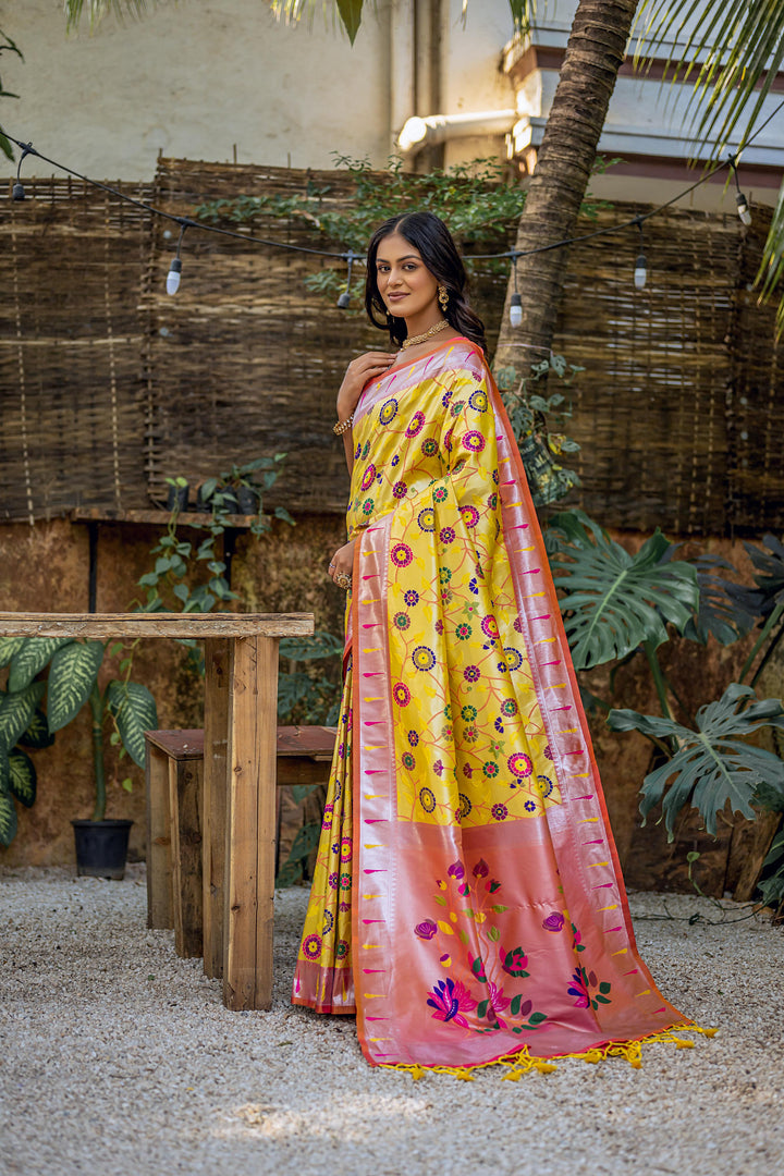 Banarasi Silk Party Wear Saree | Wevon Paithani Meenakari Jacquard Design