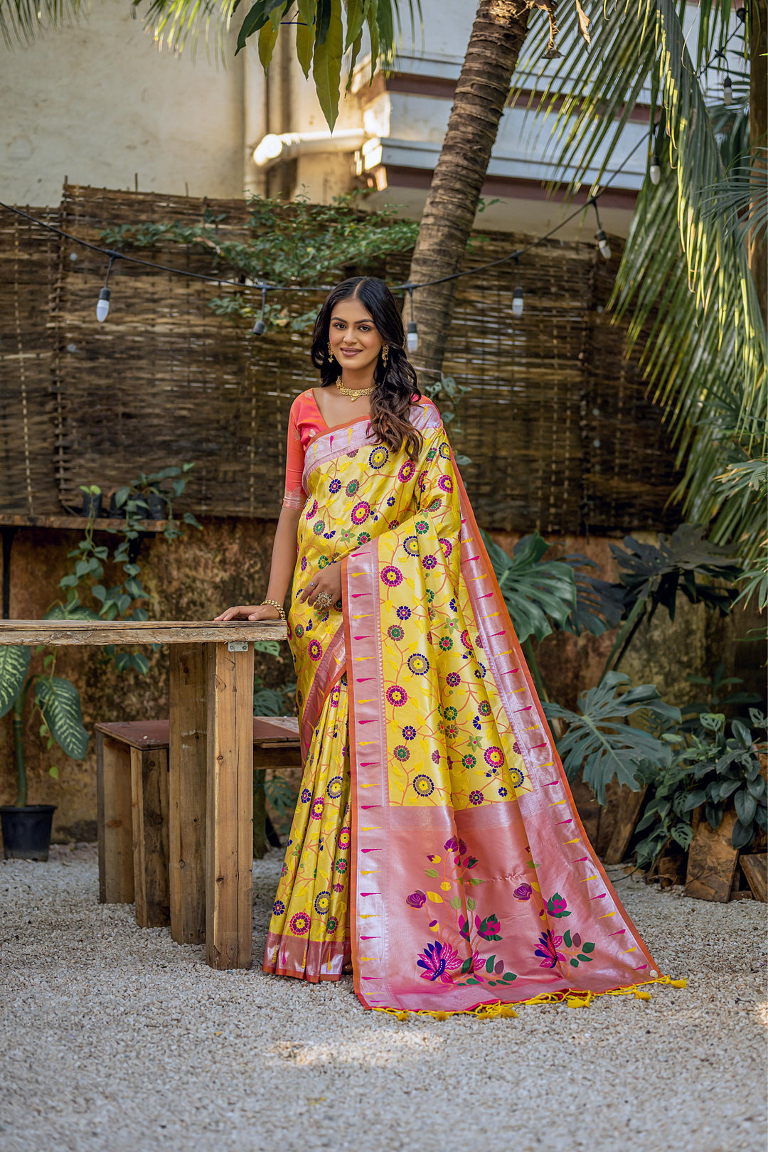 Banarasi Silk Party Wear Saree | Wevon Paithani Meenakari Jacquard Design