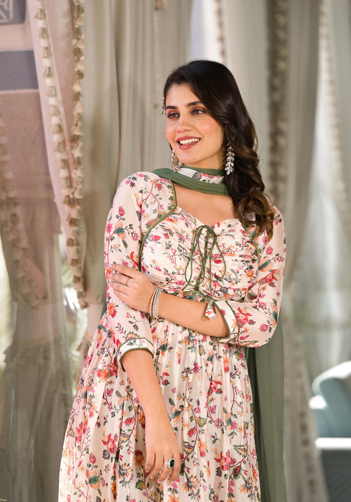 Sofia Nazmeen Mehendi Digital Printed Suit | Santoon Bottom & Dupatta