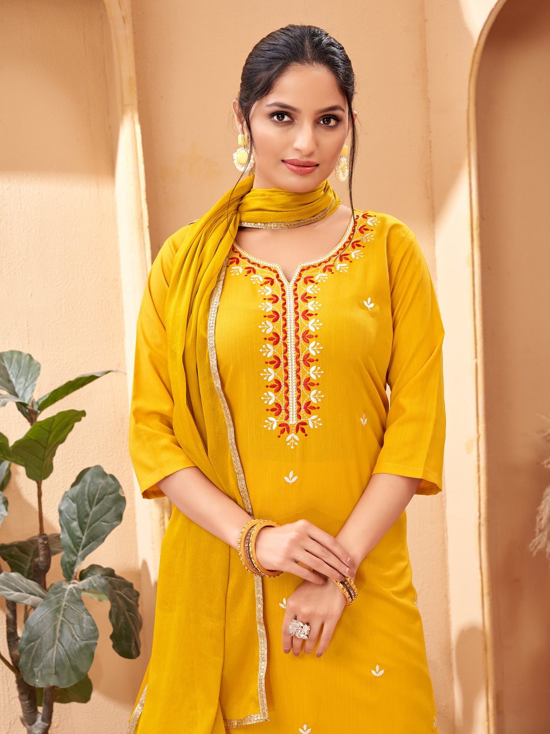 Designer Embroidered Kurti Set | Calf-Length Top & Stylish Sleeves