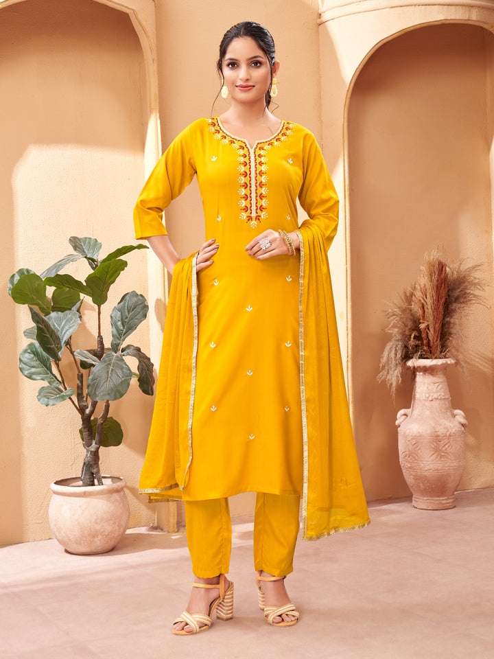 Designer Embroidered Kurti Set | Calf-Length Top & Stylish Sleeves