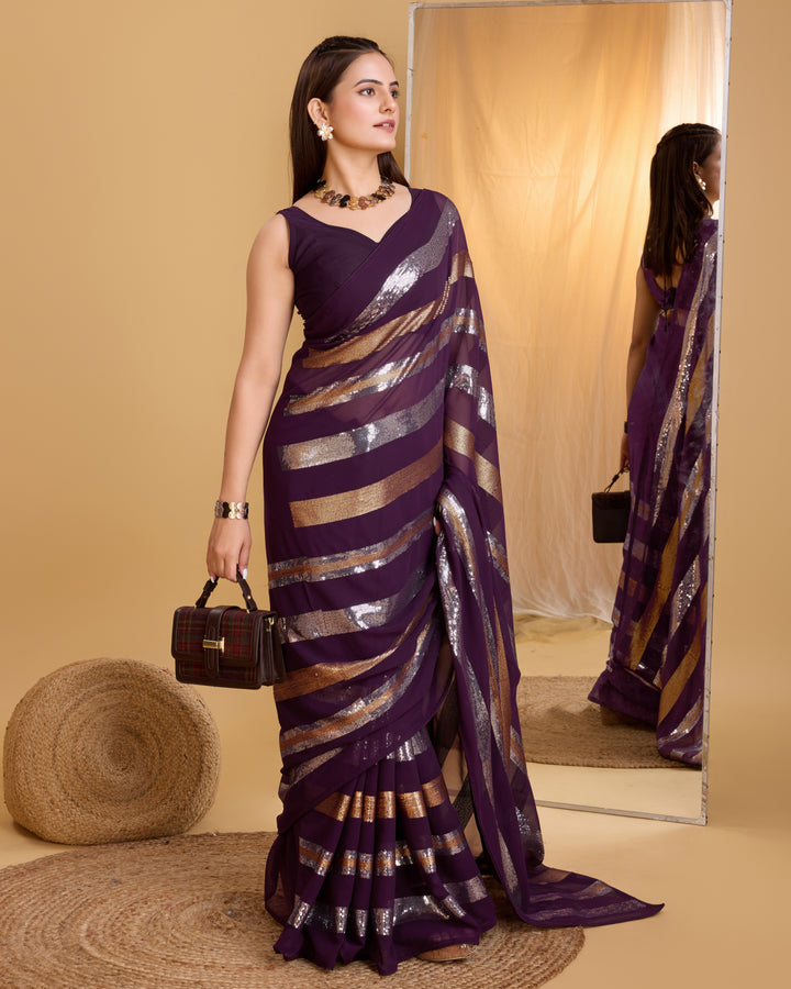 Designer Georgette Saree with Sequince Embroidery | Perfect for Weddings & Events