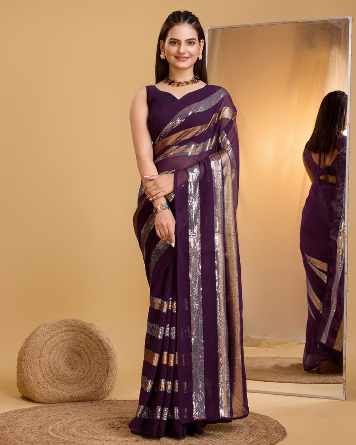 Designer Georgette Saree with Sequince Embroidery | Perfect for Weddings & Events