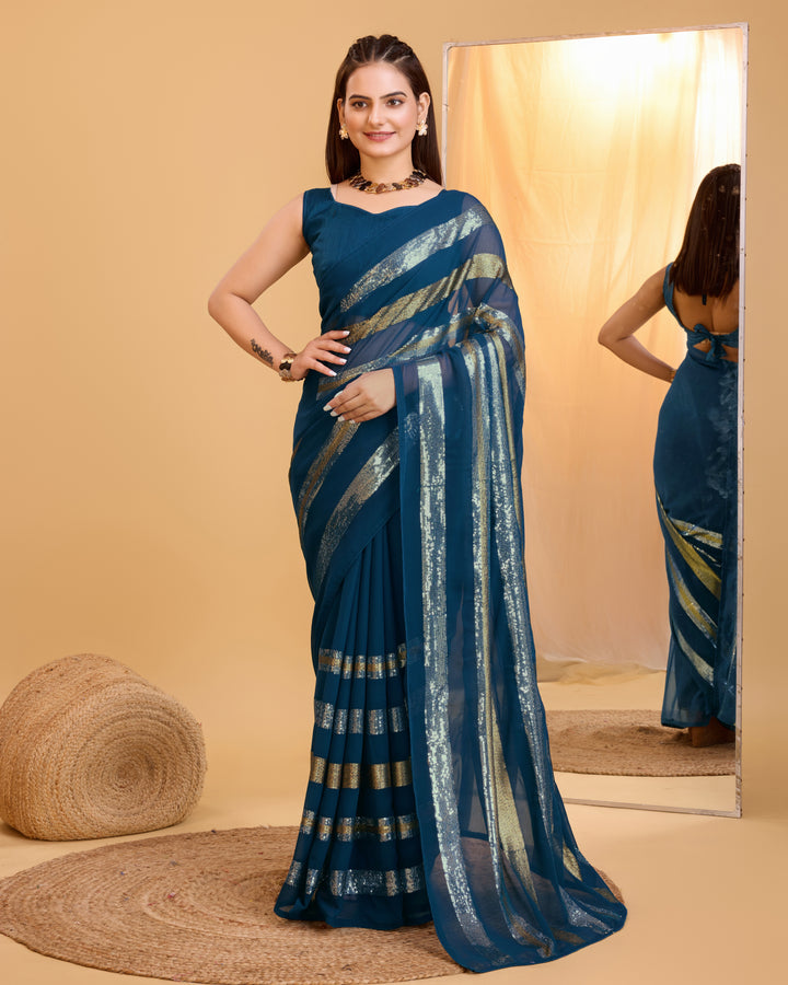 Designer Georgette Saree with Sequince Embroidery | Perfect for Weddings & Events