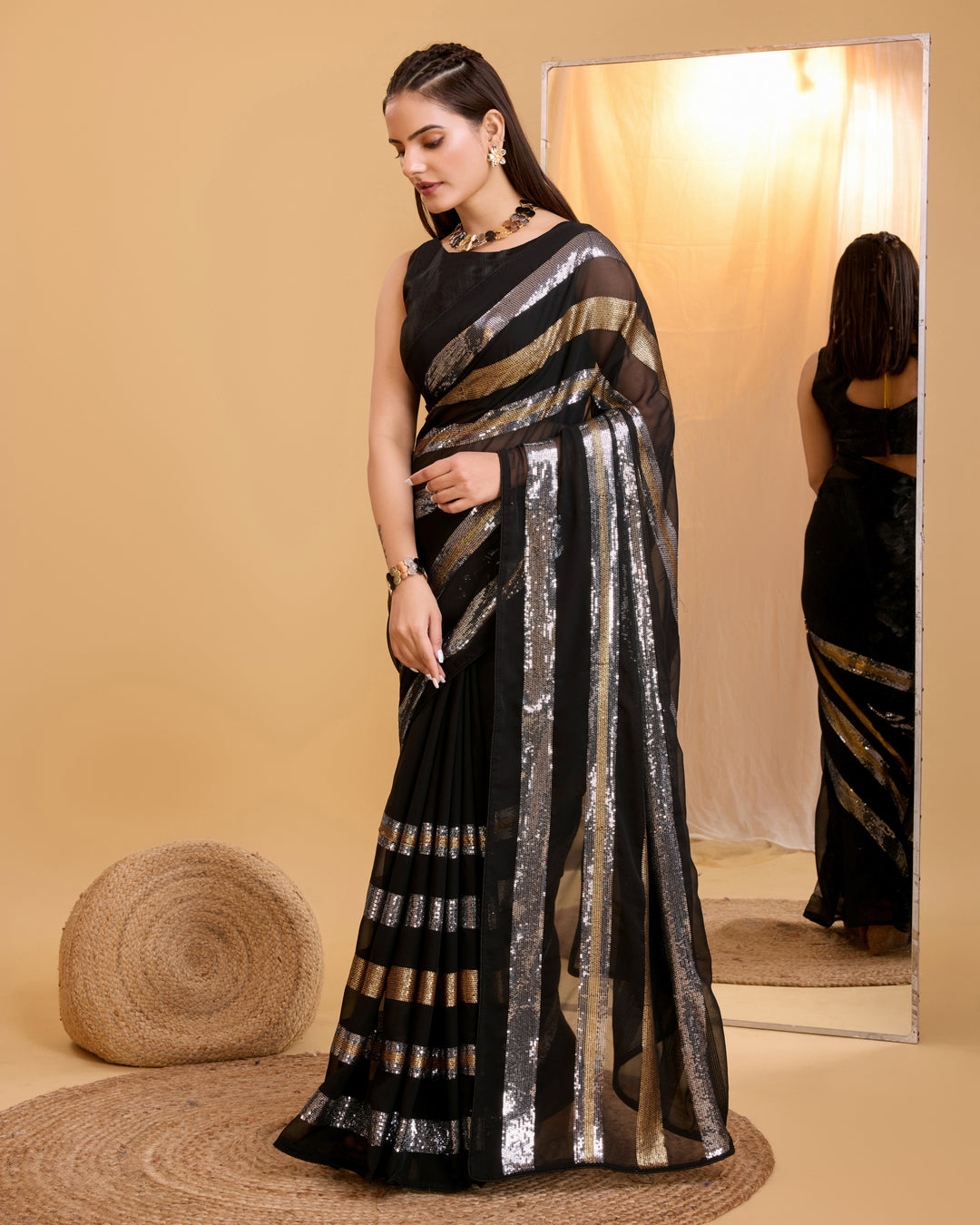 Designer Georgette Saree with Sequince Embroidery | Perfect for Weddings & Events