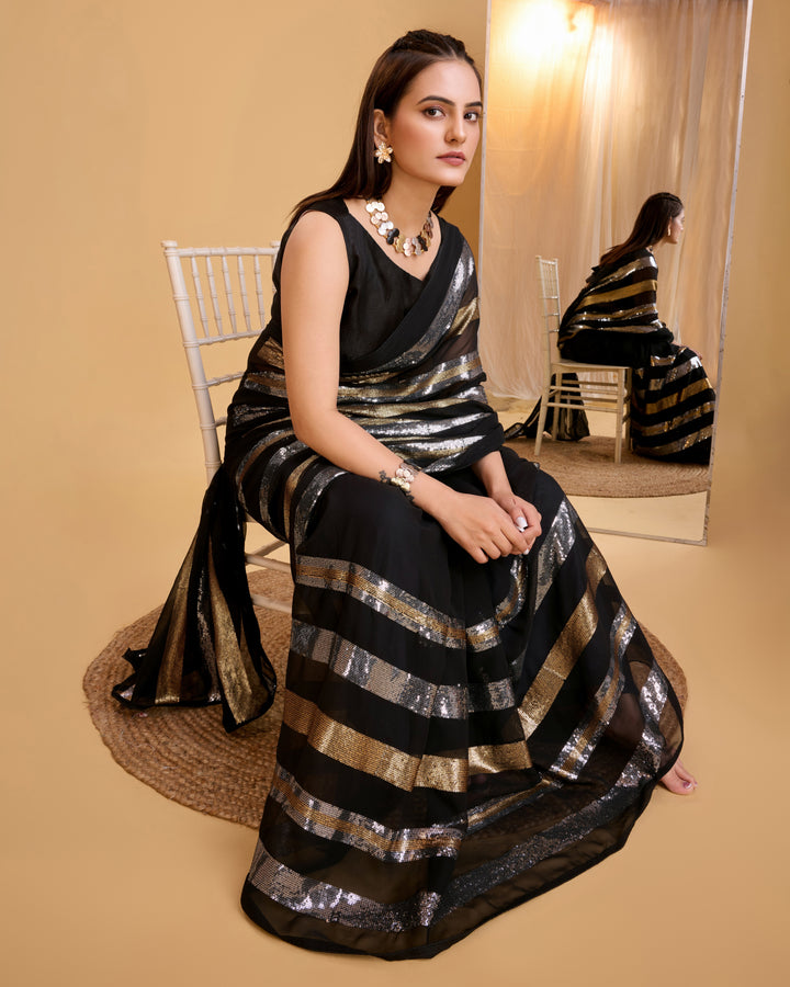 Designer Georgette Saree with Sequince Embroidery | Perfect for Weddings & Events