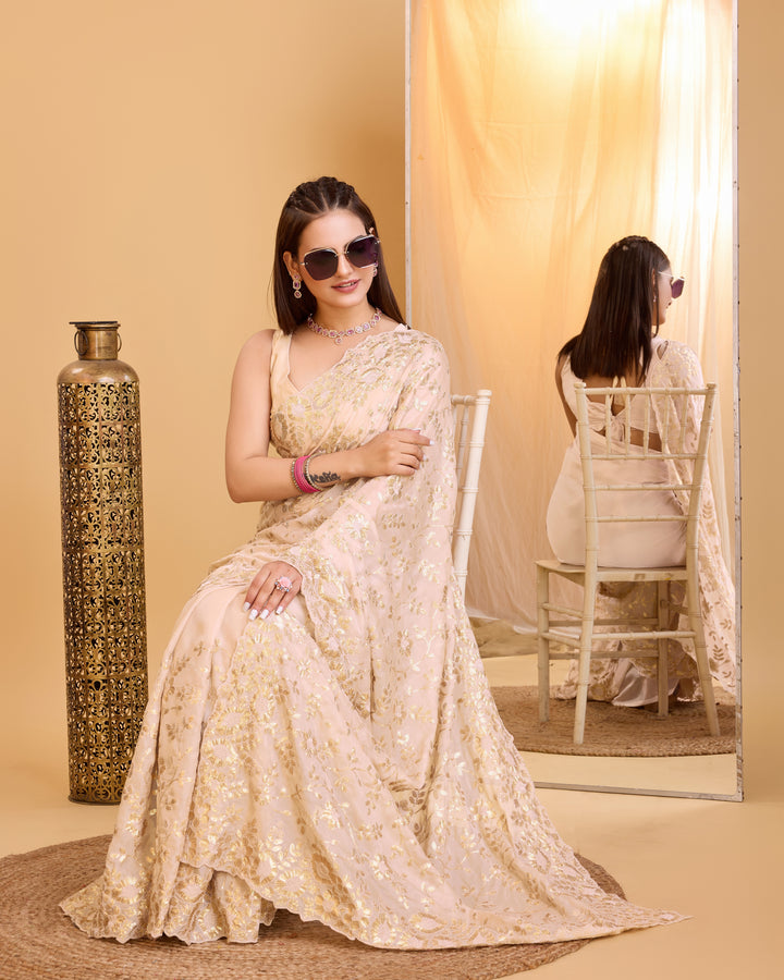 Designer Organza Saree with Sequins & Embroidery | Special Event Elegance