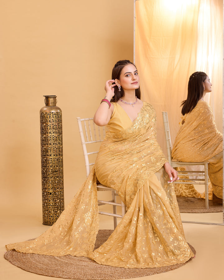 Designer Organza Saree with Sequins & Embroidery | Special Event Elegance