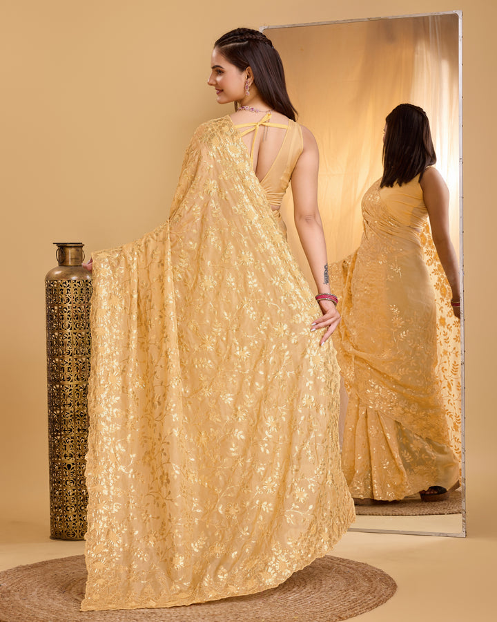 Designer Organza Saree with Sequins & Embroidery | Special Event Elegance