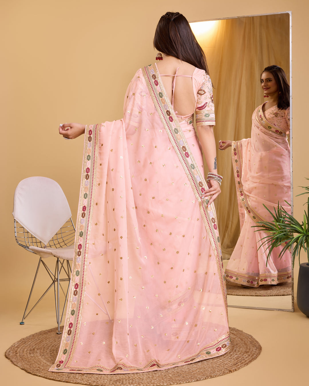 Heavy Embroidery Organza Saree | Art-Silk Blouse for Special Events