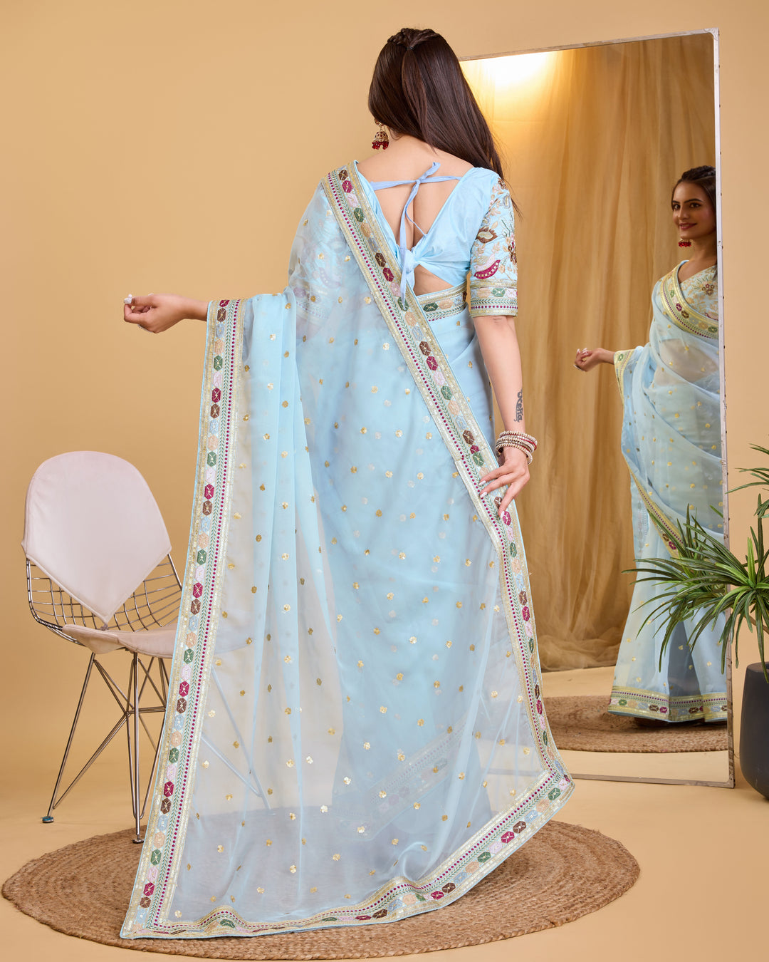 Heavy Embroidery Organza Saree | Art-Silk Blouse for Special Events