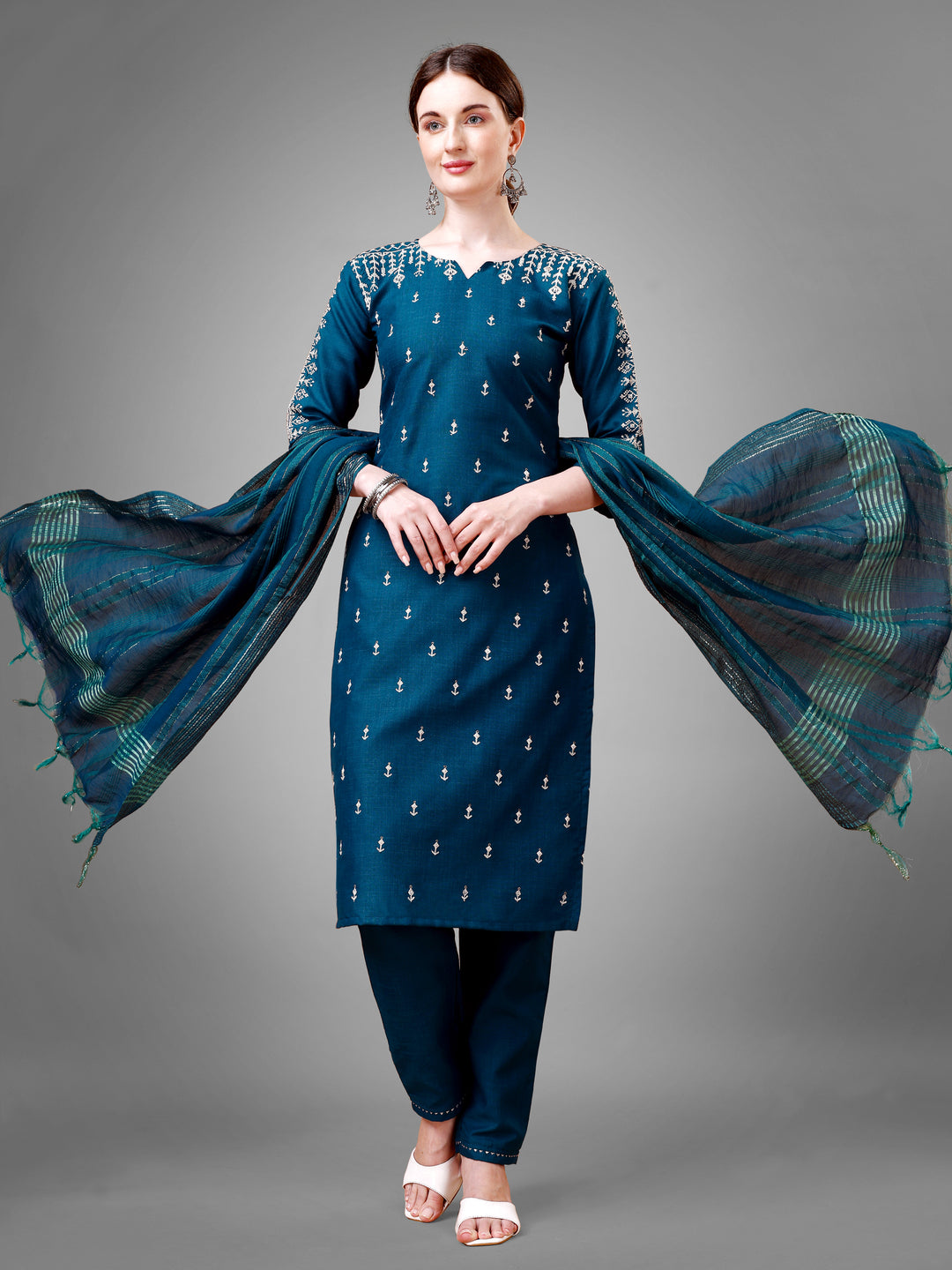 Classic Kurti Set for Women | Printed & Embroidered Elegance