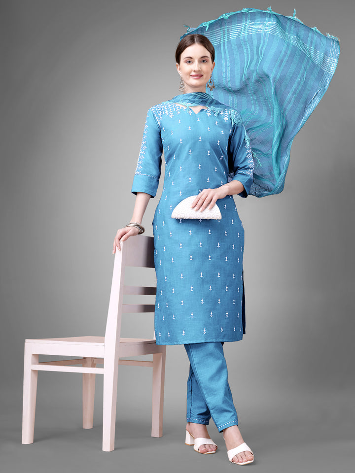 Classic Kurti Set for Women | Printed & Embroidered Elegance