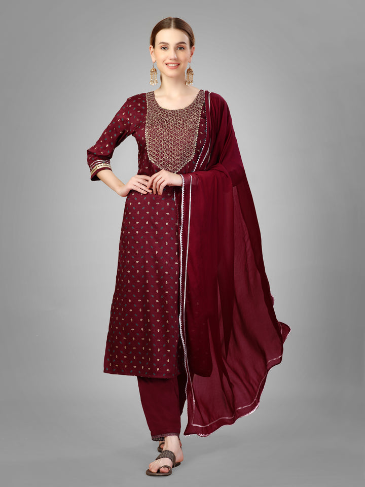 Modern Silk Blend Kurti Set | Exquisite Embroidery & Style