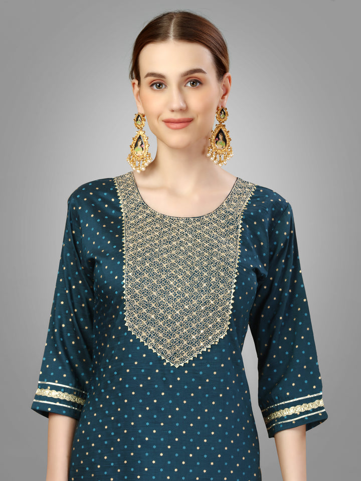 Modern Silk Blend Kurti Set | Exquisite Embroidery & Style