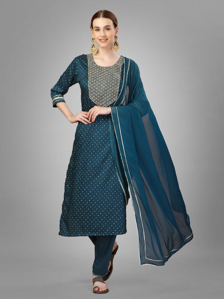 Modern Silk Blend Kurti Set | Exquisite Embroidery & Style