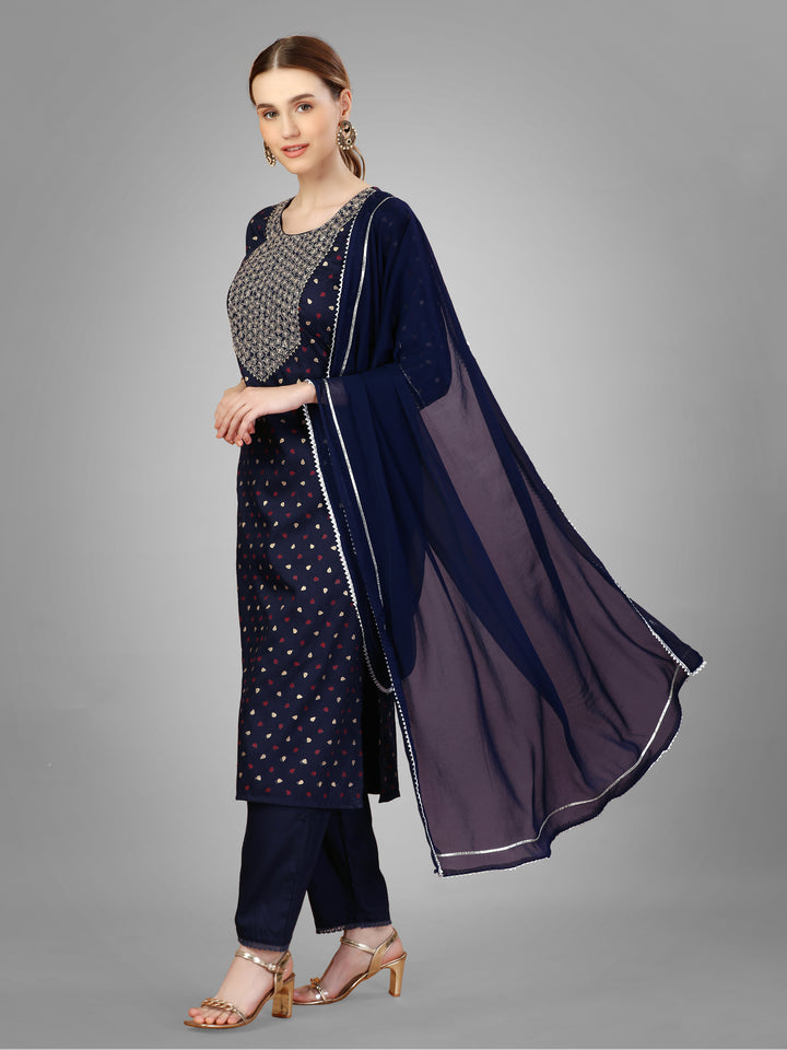 Modern Silk Blend Kurti Set | Exquisite Embroidery & Style