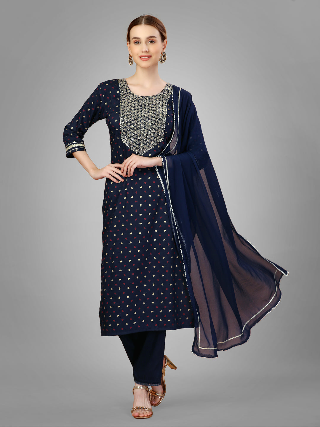 Modern Silk Blend Kurti Set | Exquisite Embroidery & Style