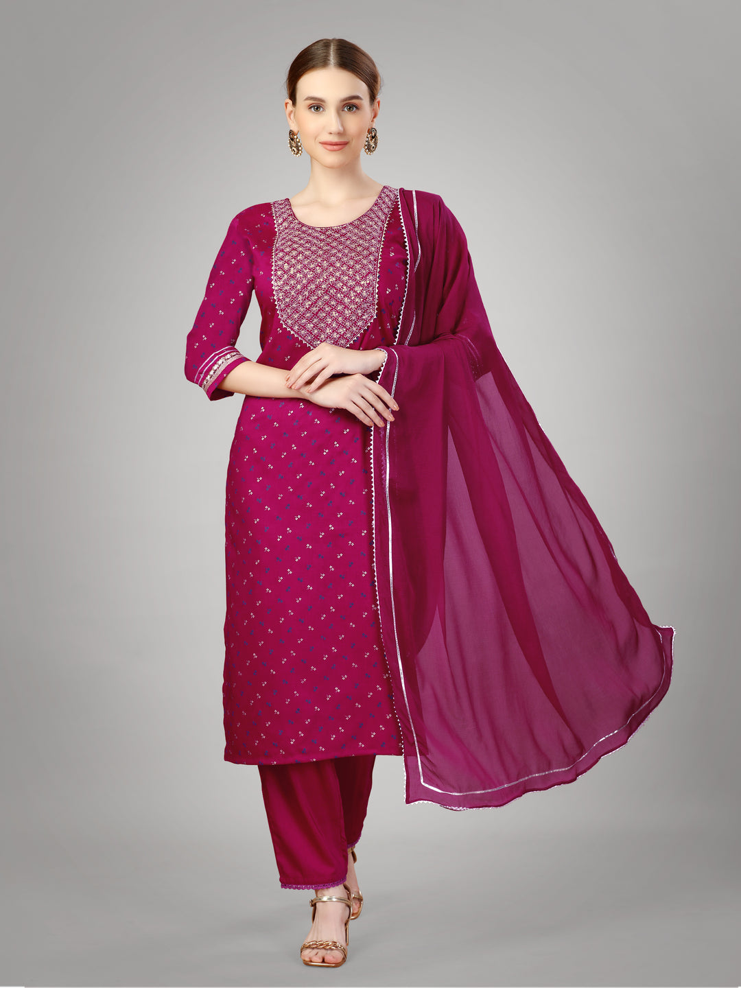 Modern Silk Blend Kurti Set | Exquisite Embroidery & Style