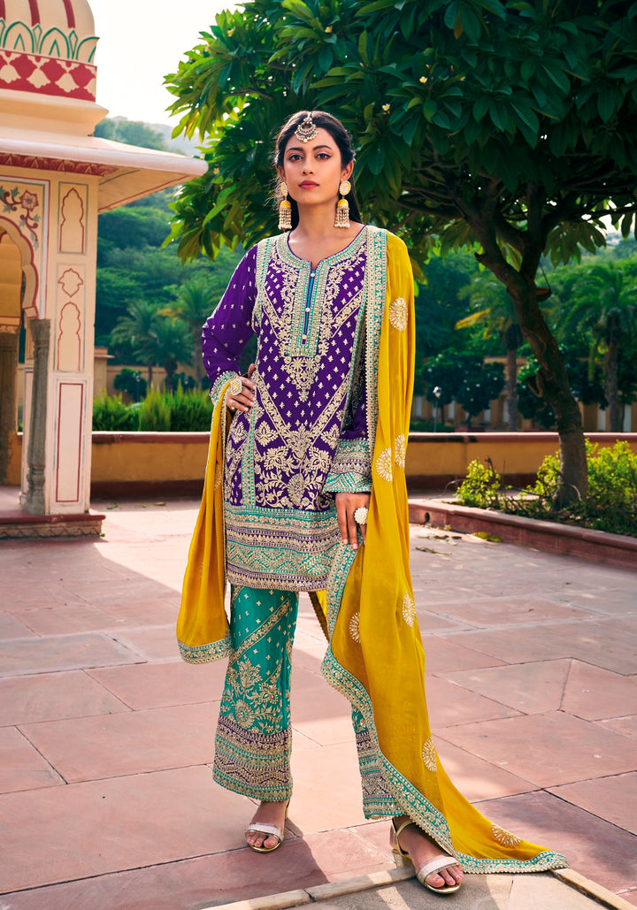 Designer Chinon Kurti Set | Embroidered Elegance for Parties & Weddings