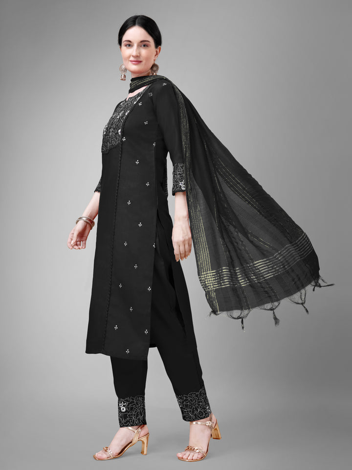 Stylish Cotton Blend | Silk Blend Embroidered Top, Bottom & Dupatta Set