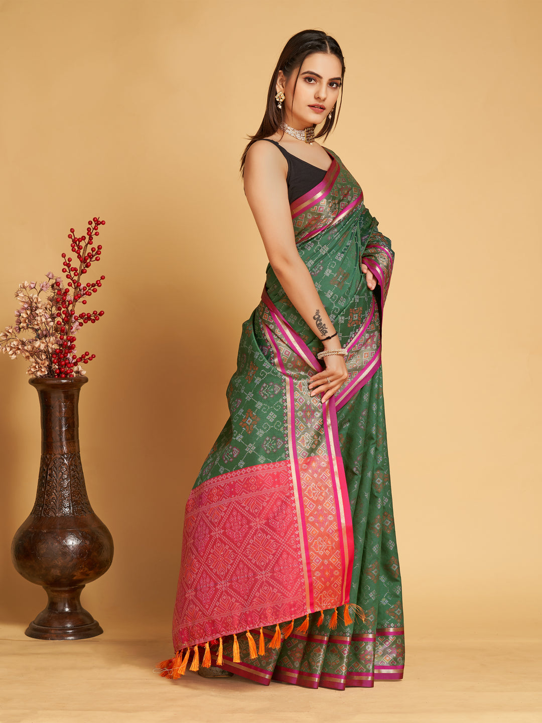 Patola Silk Jacquard Saree | Designer Weaving for Special Events & Weddings