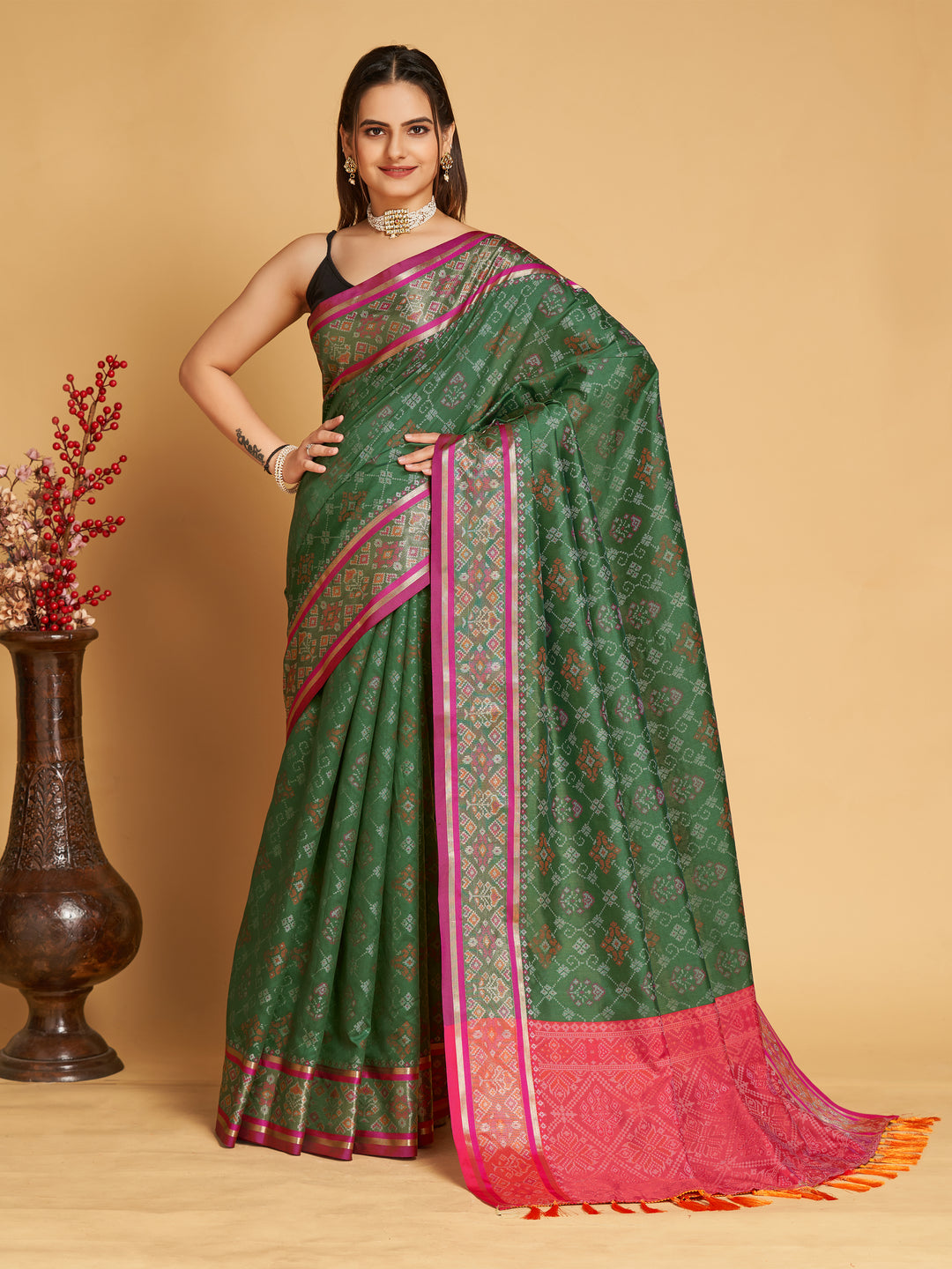 Patola Silk Jacquard Saree | Designer Weaving for Special Events & Weddings