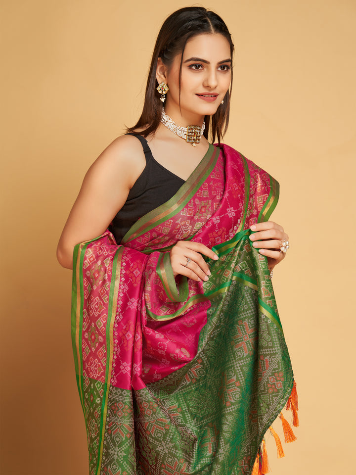 Patola Silk Jacquard Saree | Designer Weaving for Special Events & Weddings