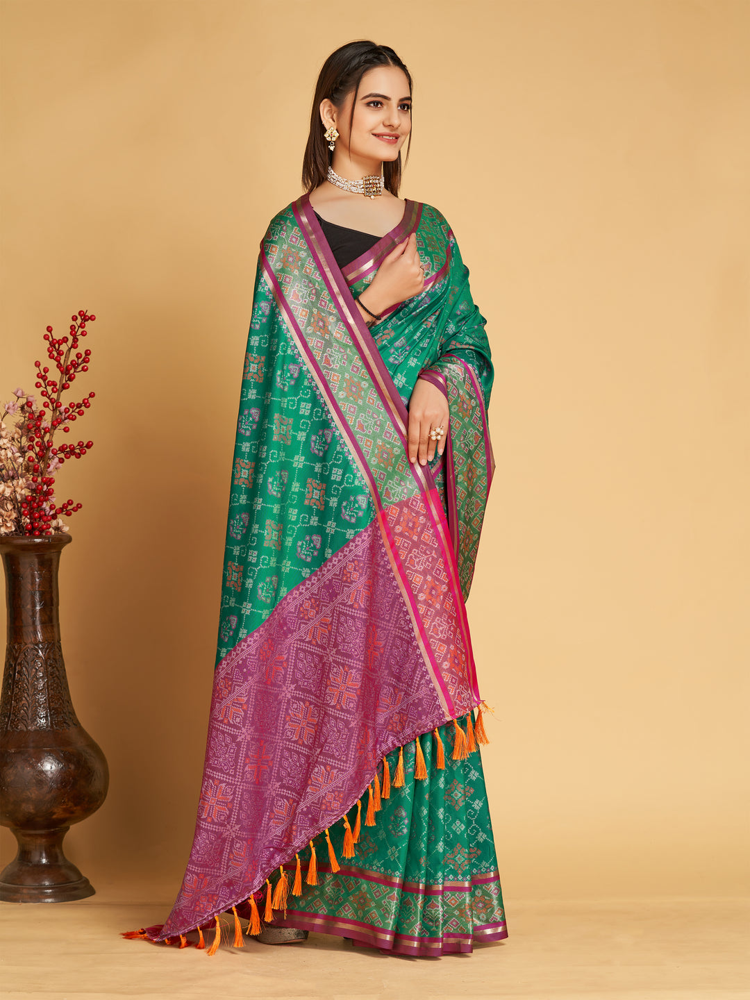 Patola Silk Jacquard Saree | Designer Weaving for Special Events & Weddings