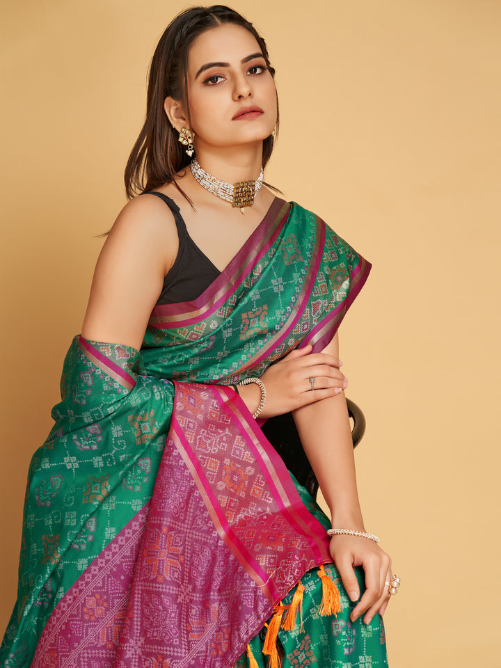 Patola Silk Jacquard Saree | Designer Weaving for Special Events & Weddings