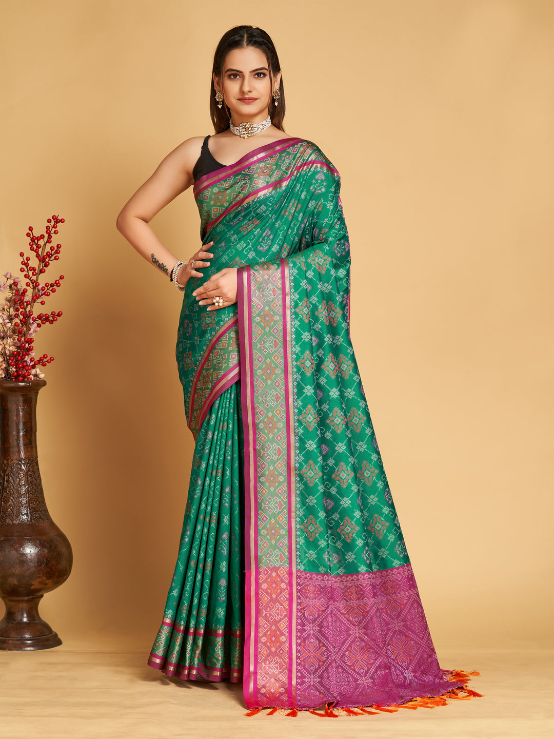 Patola Silk Jacquard Saree | Designer Weaving for Special Events & Weddings