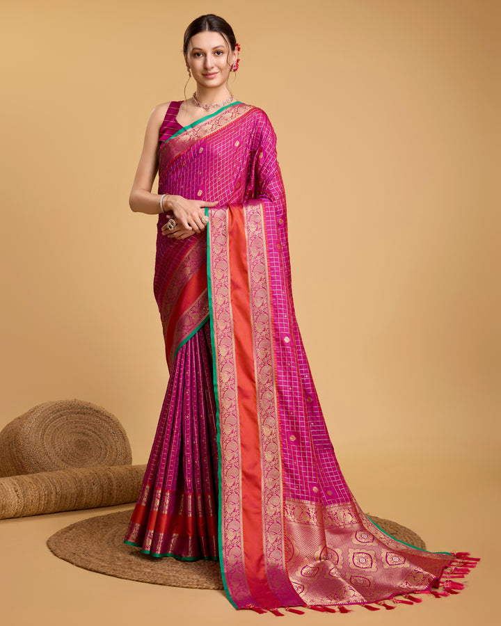 Designer Silk Saree with Jacquard Weaving | Perfect for Weddings & Festive Events