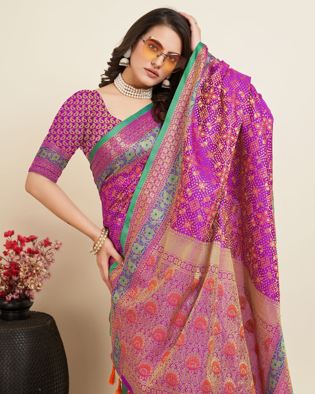 Elegant Patola Silk Saree | Designer Jacquard Weave for Special Events