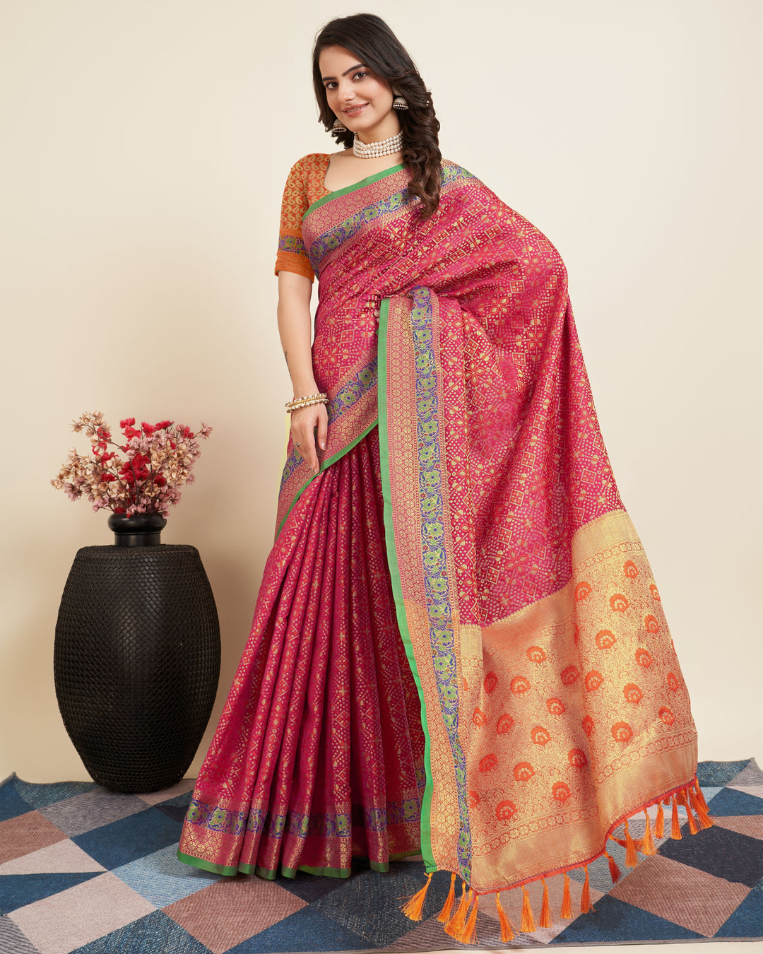 Elegant Patola Silk Saree | Designer Jacquard Weave for Special Events