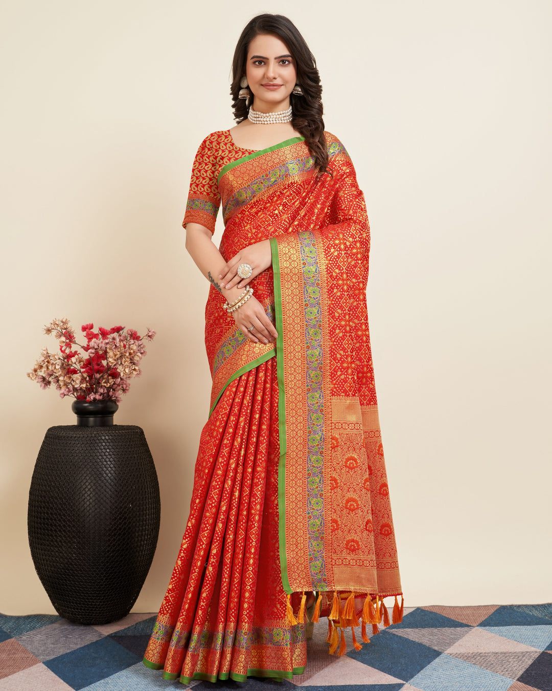 Elegant Patola Silk Saree | Designer Jacquard Weave for Special Events