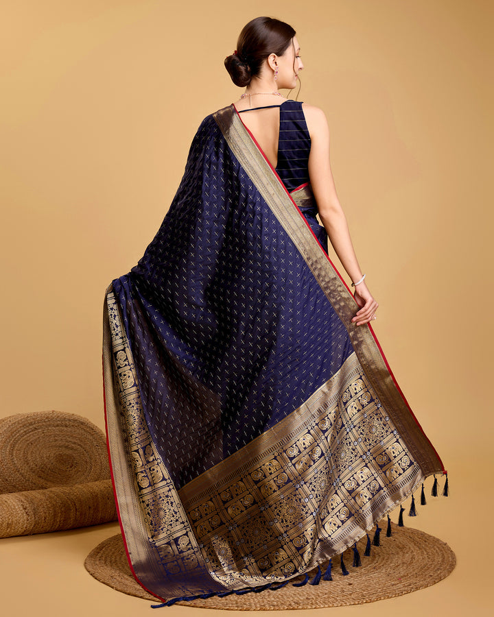 Designer Soft-Silk Saree | Weaving Jacquard Double Jari for Festive Occasions