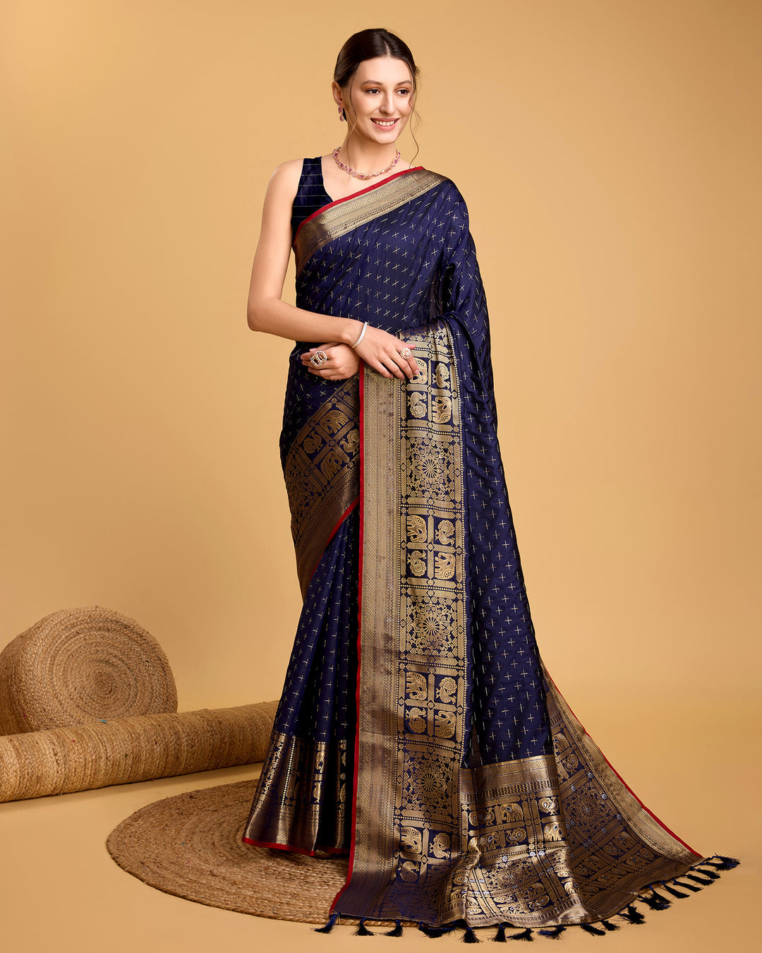 Designer Soft-Silk Saree | Weaving Jacquard Double Jari for Festive Occasions