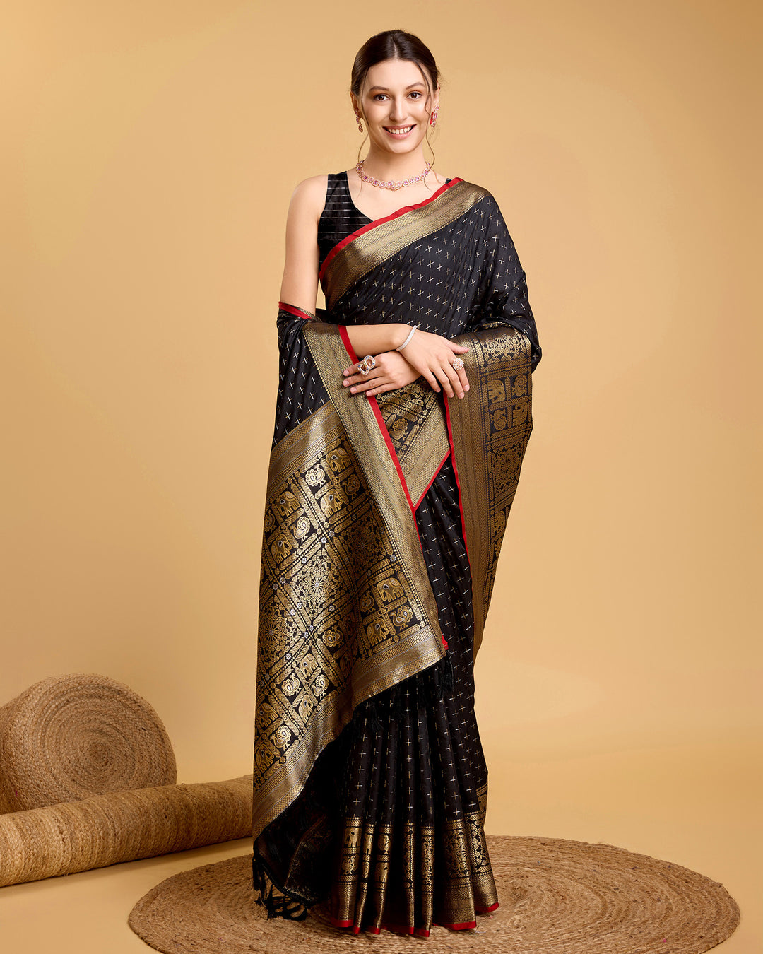 Designer Soft-Silk Saree | Weaving Jacquard Double Jari for Festive Occasions