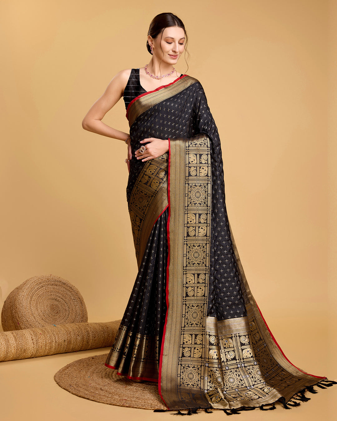 Designer Soft-Silk Saree | Weaving Jacquard Double Jari for Festive Occasions