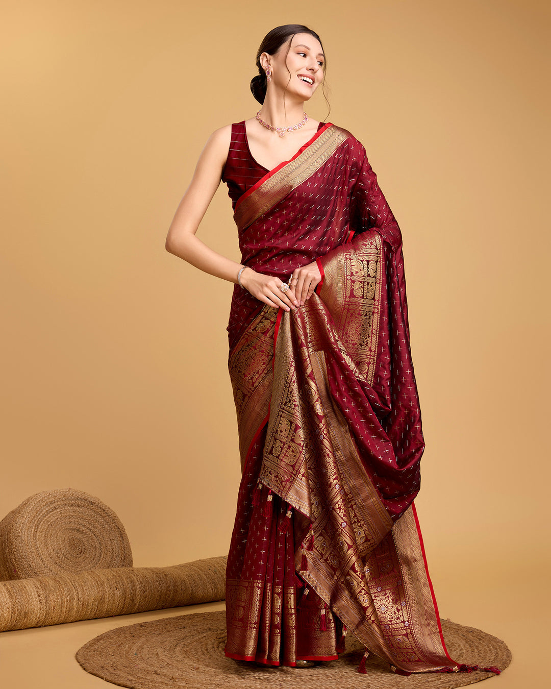 Designer Soft-Silk Saree | Weaving Jacquard Double Jari for Festive Occasions