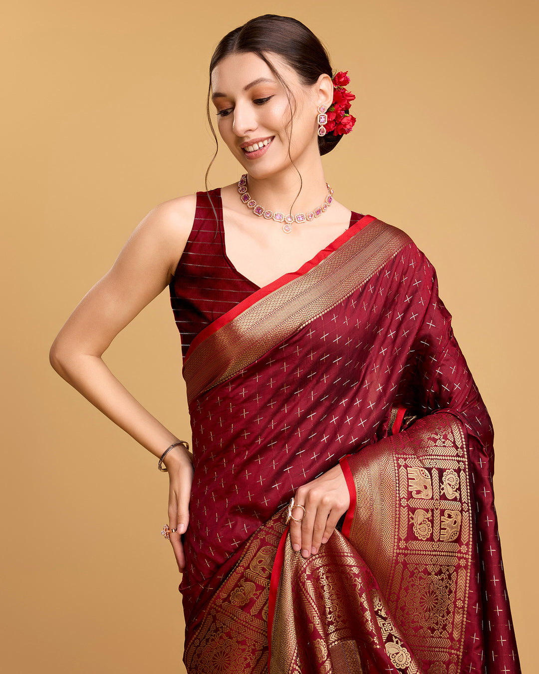 Designer Soft-Silk Saree | Weaving Jacquard Double Jari for Festive Occasions