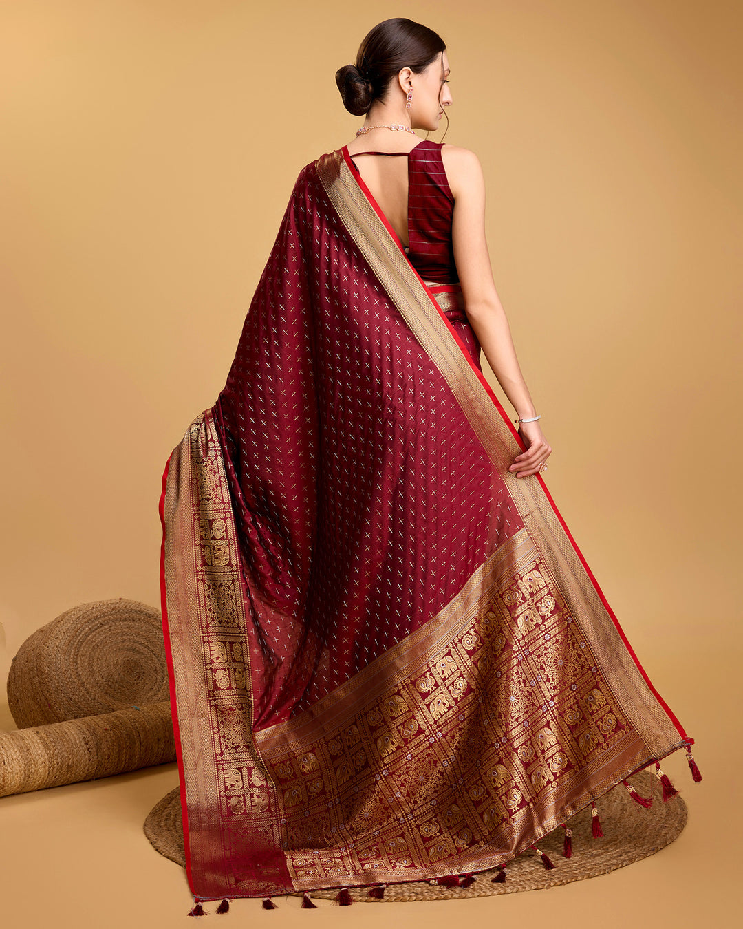 Designer Soft-Silk Saree | Weaving Jacquard Double Jari for Festive Occasions