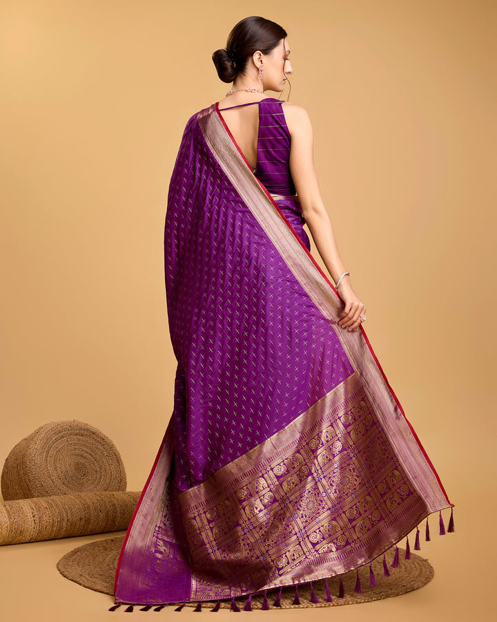 Designer Soft-Silk Saree | Weaving Jacquard Double Jari for Festive Occasions