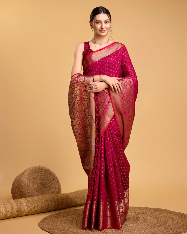 Designer Soft-Silk Saree | Weaving Jacquard Double Jari for Festive Occasions