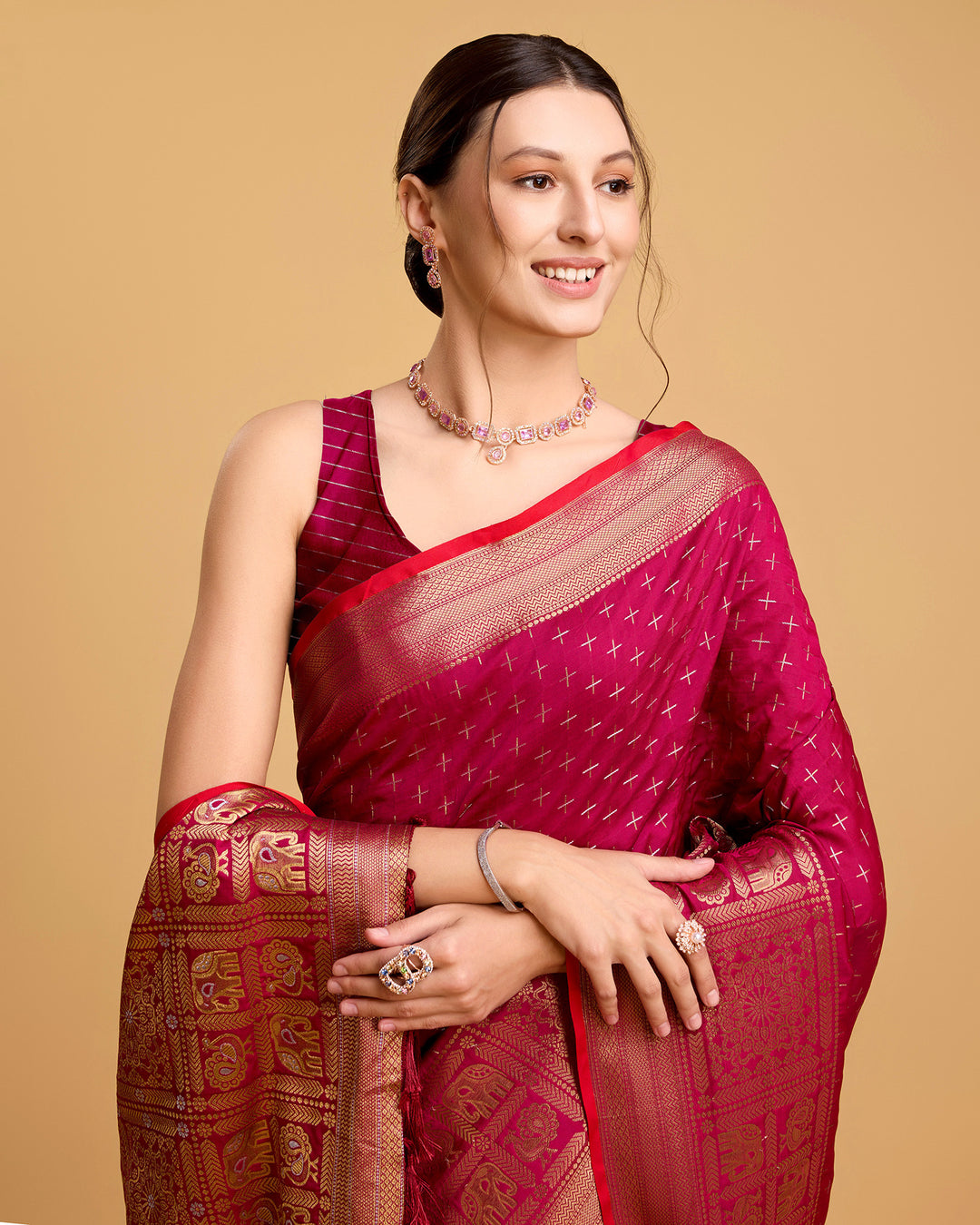 Designer Soft-Silk Saree | Weaving Jacquard Double Jari for Festive Occasions