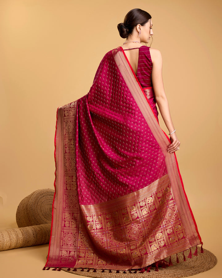 Designer Soft-Silk Saree | Weaving Jacquard Double Jari for Festive Occasions